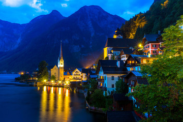 Hallstatt village at dusk