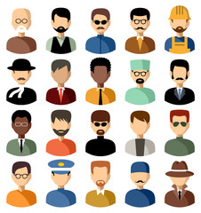 Set of flat icons set with men. vector illustration