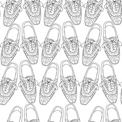 Illustration of oxfords shoes, doodle hipster lace-Ups shoes,