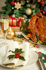 Christmas turkey dinner table