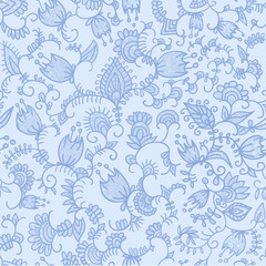 Plants and flowers. Seamless pattern. 