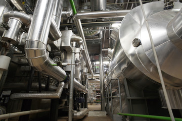 Industrial zone, Steel pipelines, valves and ladders