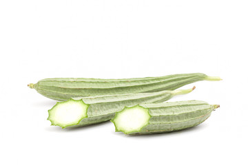 Fresh luffa on the white background