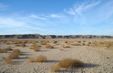 Egyptian desert  and blue sky.