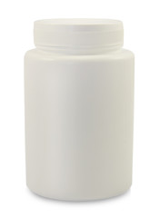 White plastic bottle container.Object isolated with shadow.