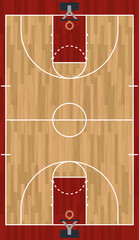 Naklejka premium Realistic Vertical Basketball Court Illustration
