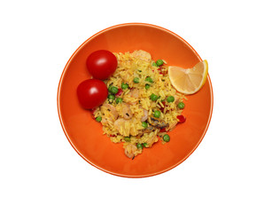Spanish paella with seafood