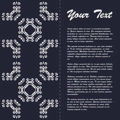 Vintage style brochure template design with modern art eastern elements and ornament, pages layouts in color, classic colors and creative solutions for design and decoration - postcard, menus and more