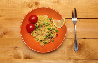 Spanish paella with seafood