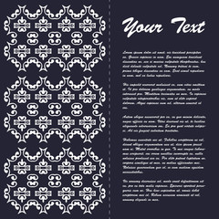 Vintage style brochure template design with modern art eastern elements and ornament, pages layouts in color, classic colors and creative solutions for design and decoration - postcard, menus and more