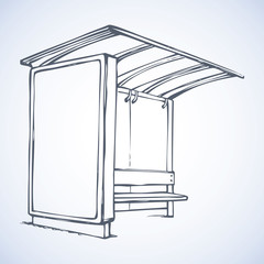 Bus stop. Vector drawing © Marina