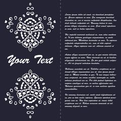 Vintage style brochure template design with modern art eastern elements and ornament, pages layouts in color, classic colors and creative solutions for design and decoration - postcard, menus and more