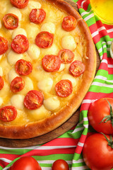 Pizza Margherita with vegetables, close-up