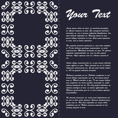 Vintage style brochure template design with modern art eastern elements and ornament, pages layouts in color, classic colors and creative solutions for design and decoration - postcard, menus and more