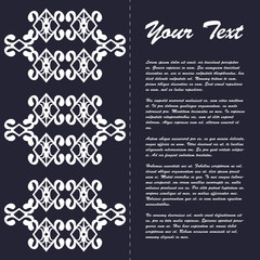 Vintage style brochure template design with modern art eastern elements and ornament, pages layouts in color, classic colors and creative solutions for design and decoration - postcard, menus and more