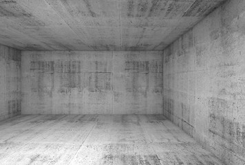 Concrete interior of underground showroom 3d