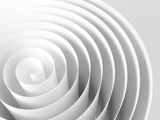 White 3d spiral made of paper tape - obrazy, fototapety, plakaty