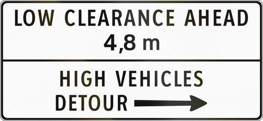 Road sign in the Philippines - Low Clearance Ahead, High Vehicles Detour