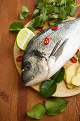 Fresh fish with herbs and spices