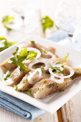Pickled herring with onion
