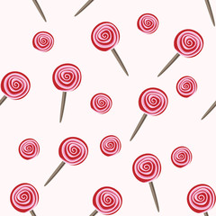 Red lollipops seamless pattern