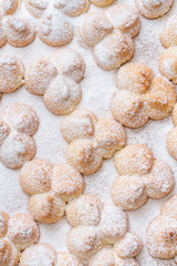 Background Homemade gingerbread  covered with powered sugar