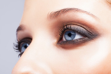 Close-up shot of female eyes make-up