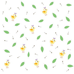 Little yellow bird seamless background