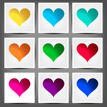 set colored banners in the shape of a heart