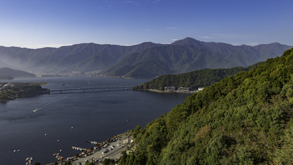 Top view of lake kawaguchi from Mountain