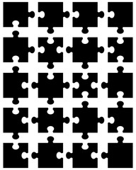 Vector illustration of black puzzle, separate parts