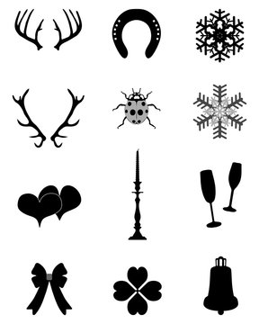 New Year and Christmas icons collection, vector