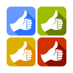 Hand Thumb Up Square Flat Icons