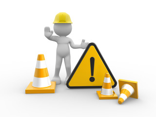 Traffic coins and warning sign