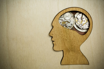 Brain model made from rusty metal gears 