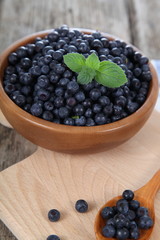 Ripe blueberries in a bowl
