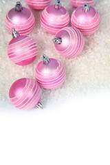 Christmas balls on the snow