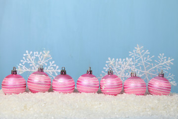 Christmas balls on the snow