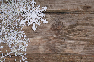 Christmas decorations on an old wooden table