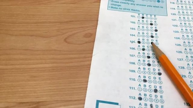 Pan over standardized test form