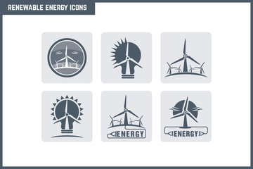 Vector Renewable Energy Icon Set
