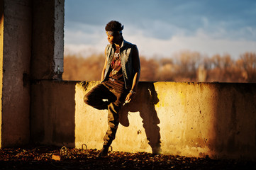 Fototapeta Black afroamerican man gangsta rap singer obraz