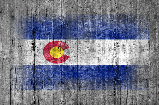 Colorado flag painted on background texture gray concrete