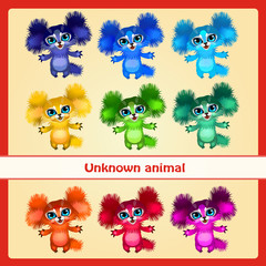 Funny cartoon characters of different colors