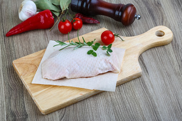 Raw duck breast