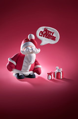Funny santa. Christmas greeting card background poster. 