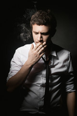 Yound man smoking