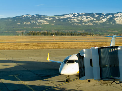 Aircraft Docked At Whitehorse Airport Yukon Canada