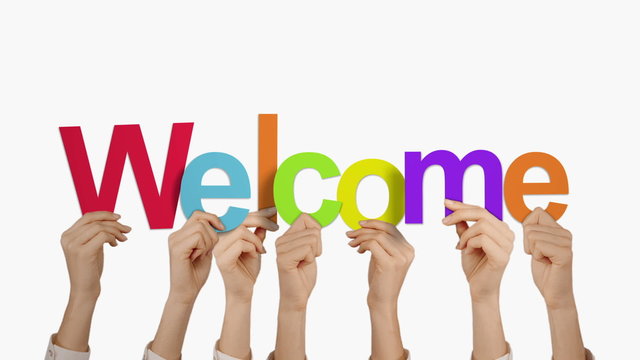 Hands holding up welcome