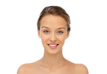 smiling young woman face and shoulders